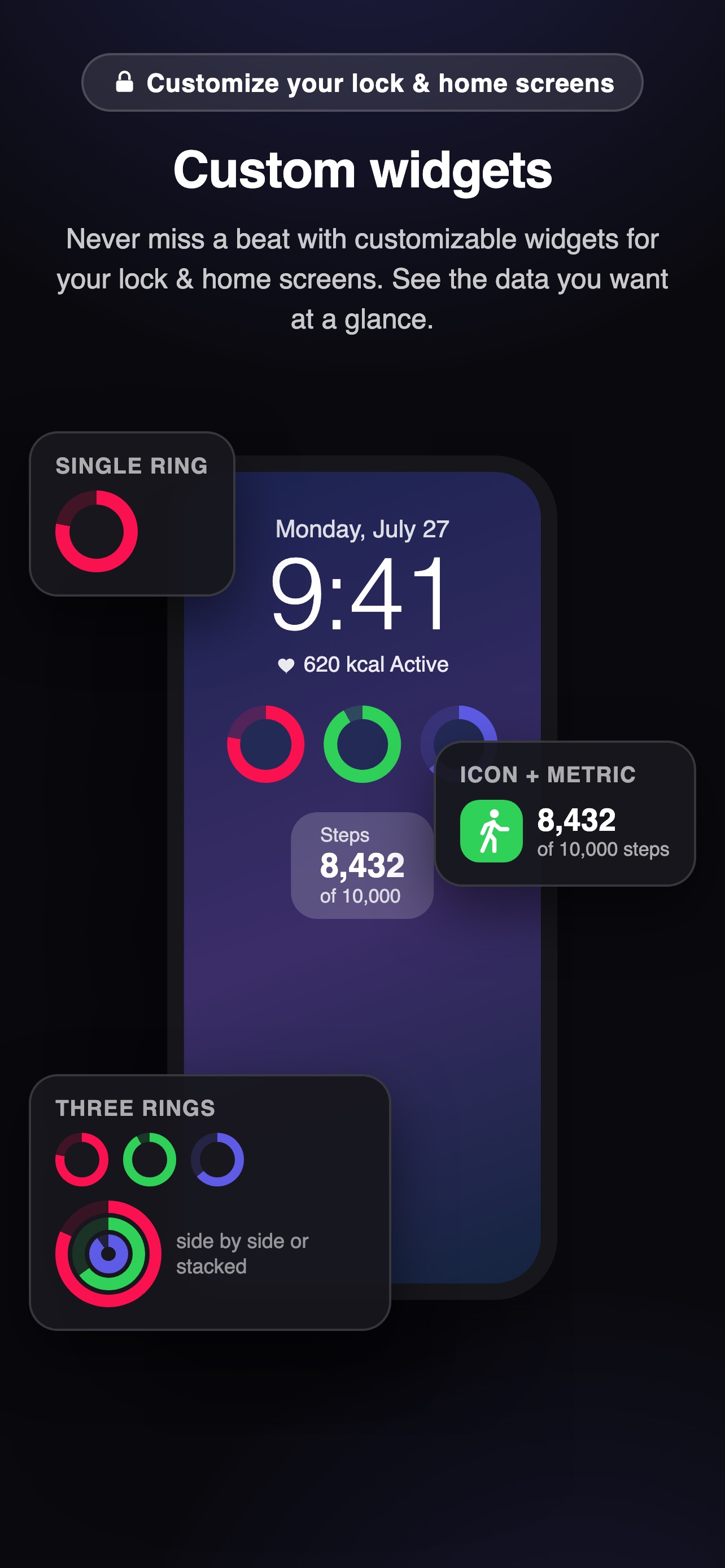 Custom lock screen and home screen widgets