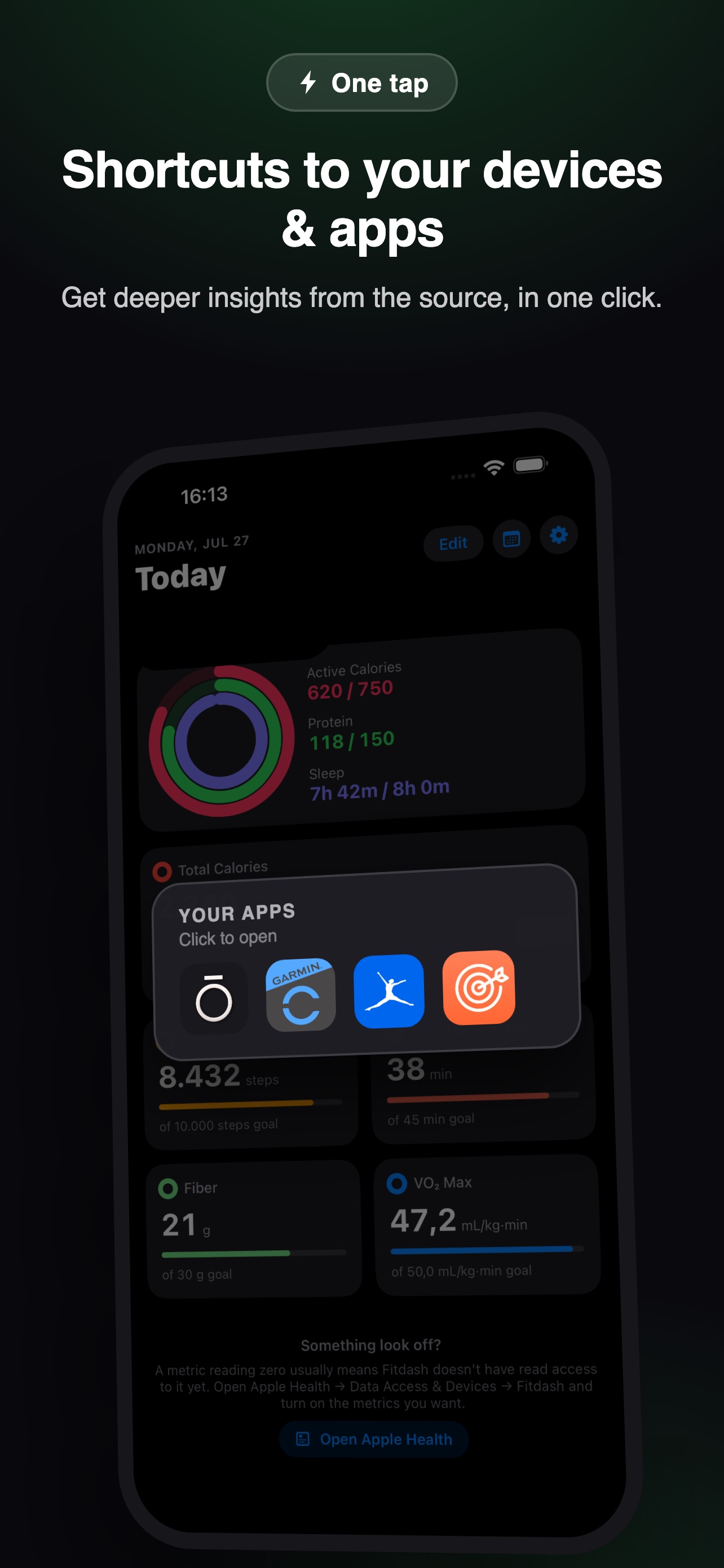 Shortcuts to your devices and apps